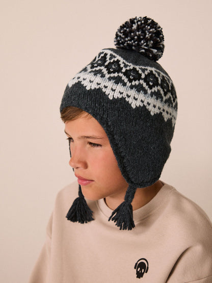 Dsiney Kidz - Black/ White Fairisle Pom Knitted Beanie Hat (3mths-13yrs) image 5