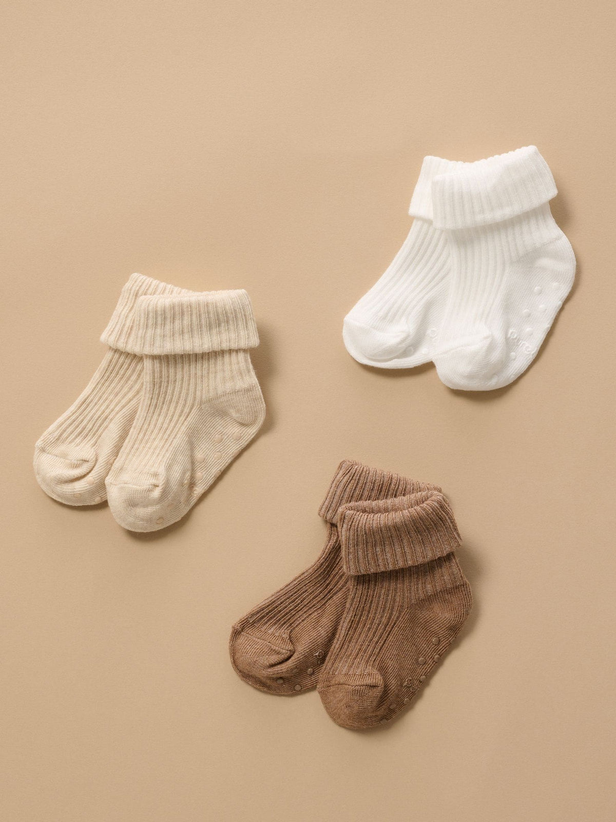 Purebaby Natural Rib Socks 3 Pack - image 1