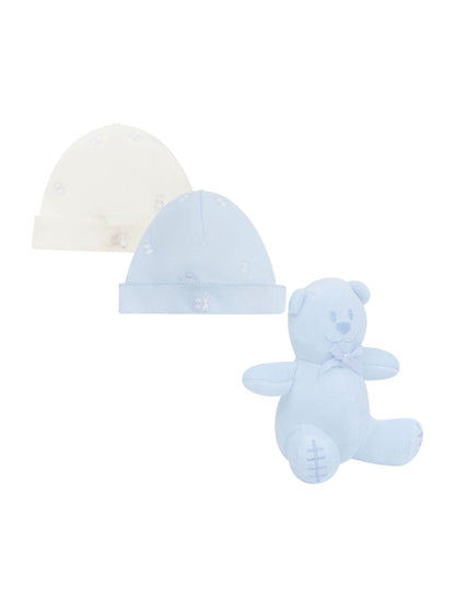 Emile Et Rose Blue Linden Two Hat Gift Set With Embroidered Teddy & Toy image 2