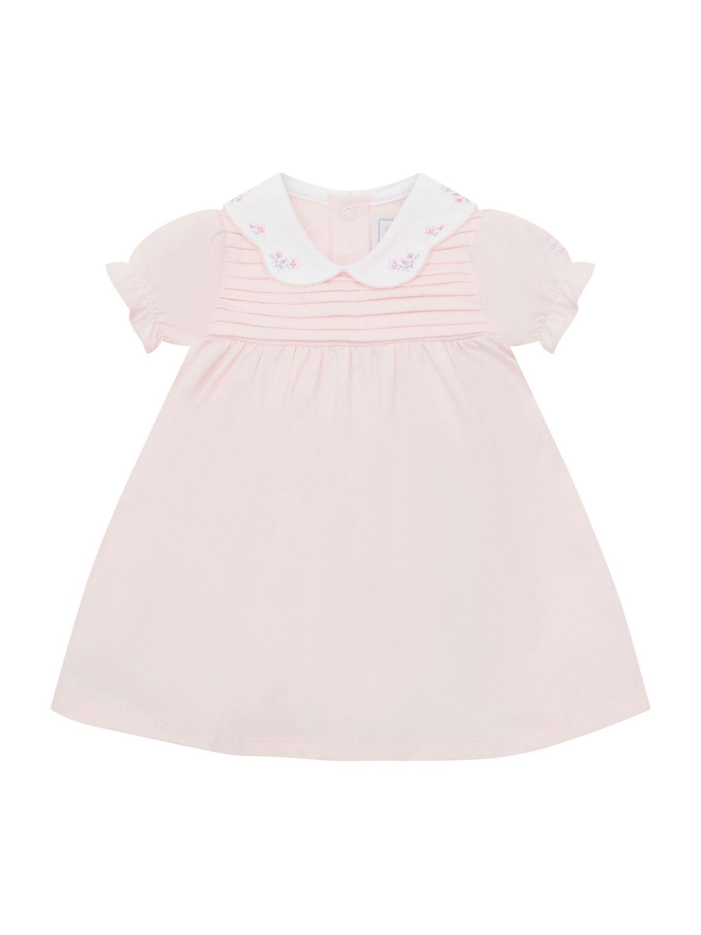Emile Et Rose Pink Lucia Dress With Pleated Yoke & Embroidered Floral Scallop Collar image 2