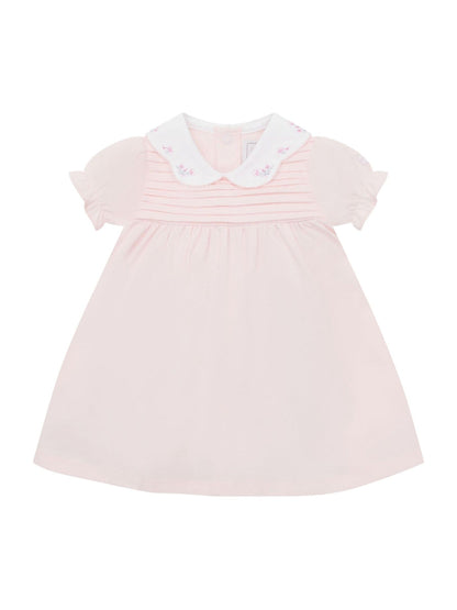 Emile Et Rose Pink Lucia Dress With Pleated Yoke & Embroidered Floral Scallop Collar image 2