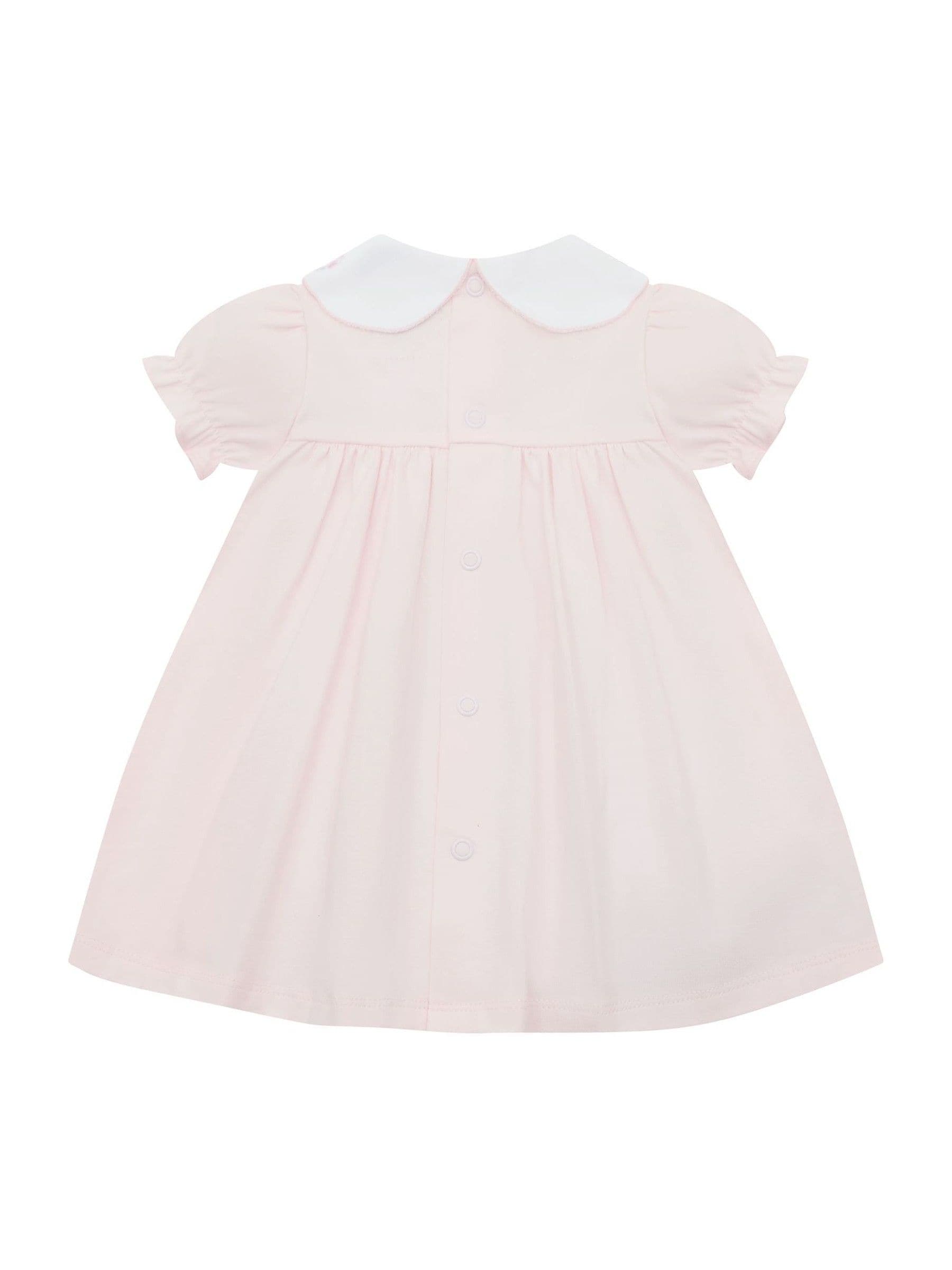 Emile Et Rose Pink Lucia Dress With Pleated Yoke & Embroidered Floral Scallop Collar image 3