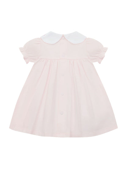 Emile Et Rose Pink Lucia Dress With Pleated Yoke & Embroidered Floral Scallop Collar image 3