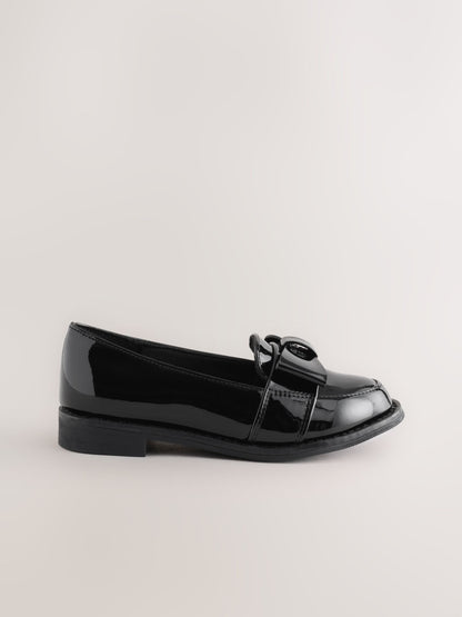 Black Patent School Bow Loafers image 2