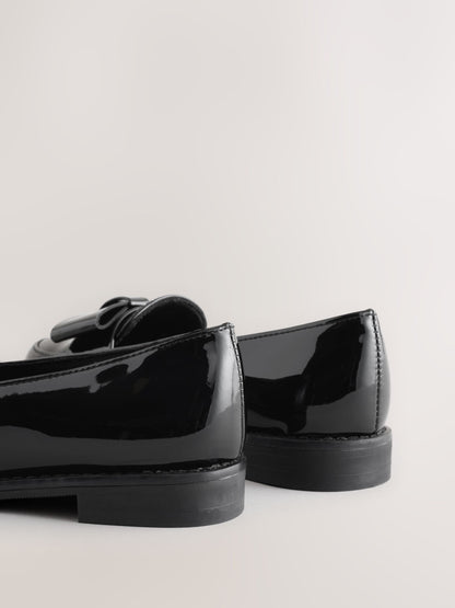 Black Patent School Bow Loafers image 4