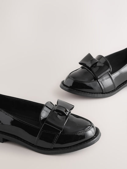 Black Patent School Bow Loafers image 5