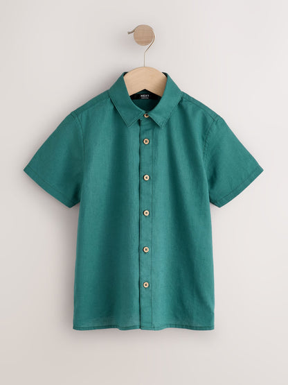Dsiney Kidz - Forest Green Short Sleeve Linen Blend Shirt (3-16yrs) image 1