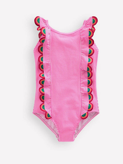 Boden Pink Flutter Trim Swimsuit image 1