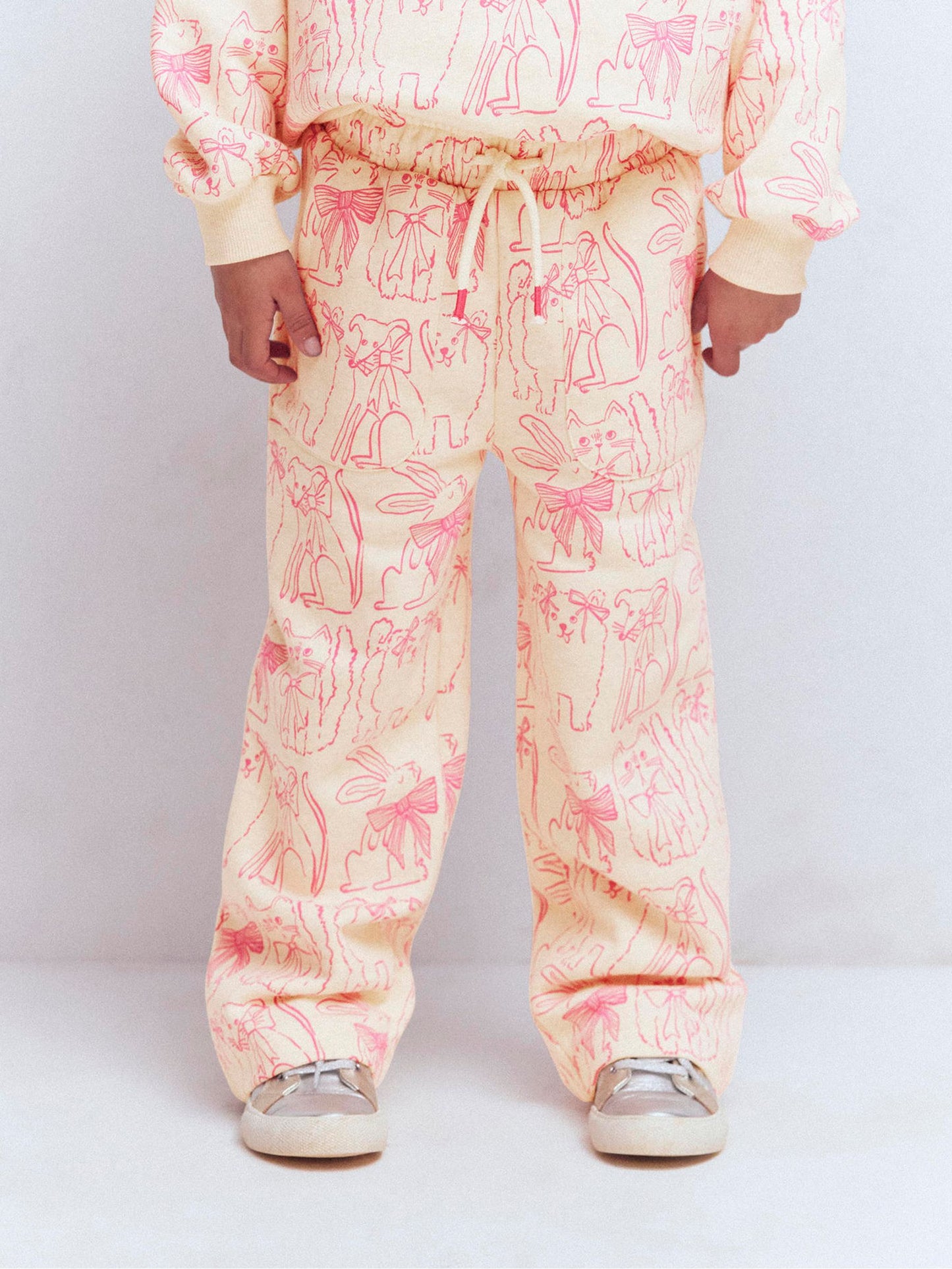 Boden Cream Wide Leg Printed Joggers image 2