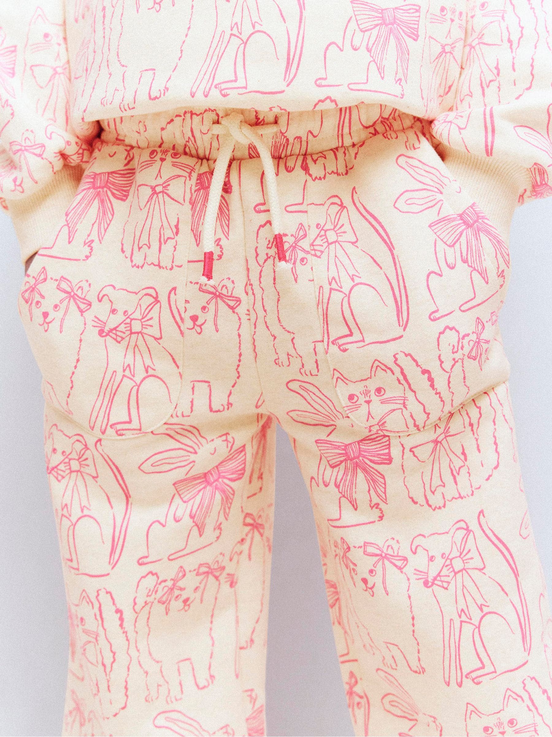 Boden Cream Wide Leg Printed Joggers image 3