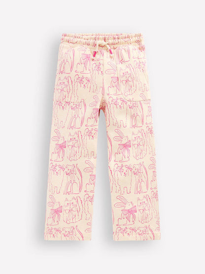 Boden Cream Wide Leg Printed Joggers image 4