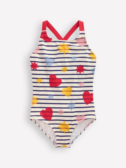 Dsiney Kidz - Boden Blue Cross-Back Printed Swimsuit image 1
