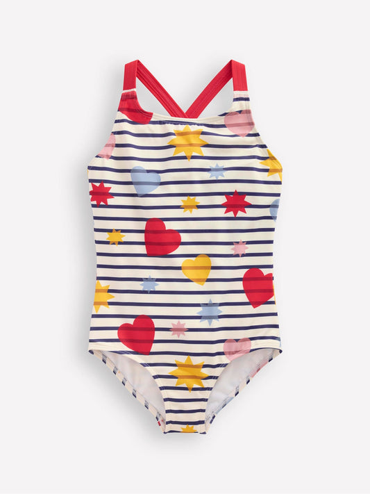 Dsiney Kidz - Boden Blue Cross-Back Printed Swimsuit image 1
