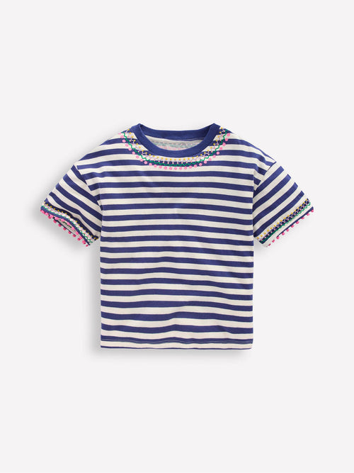 Boden Blue Relaxed Embroidered T-Shirt image 1