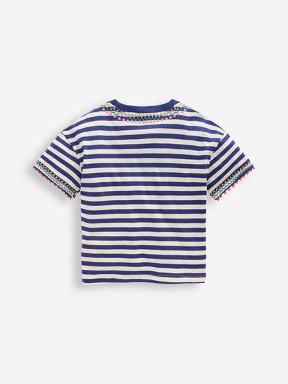 Boden Blue Relaxed Embroidered T-Shirt image 2