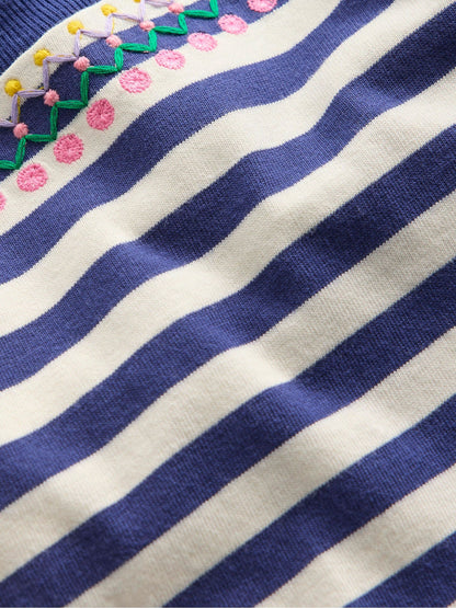 Boden Blue Relaxed Embroidered T-Shirt image 3