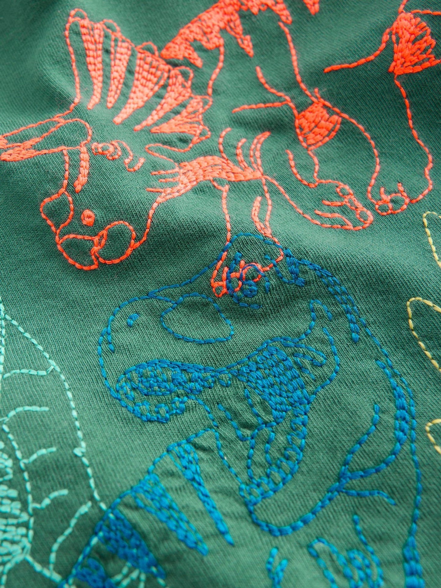 Boden Green Dinosaur Linear Stitch T-Shirt image 3