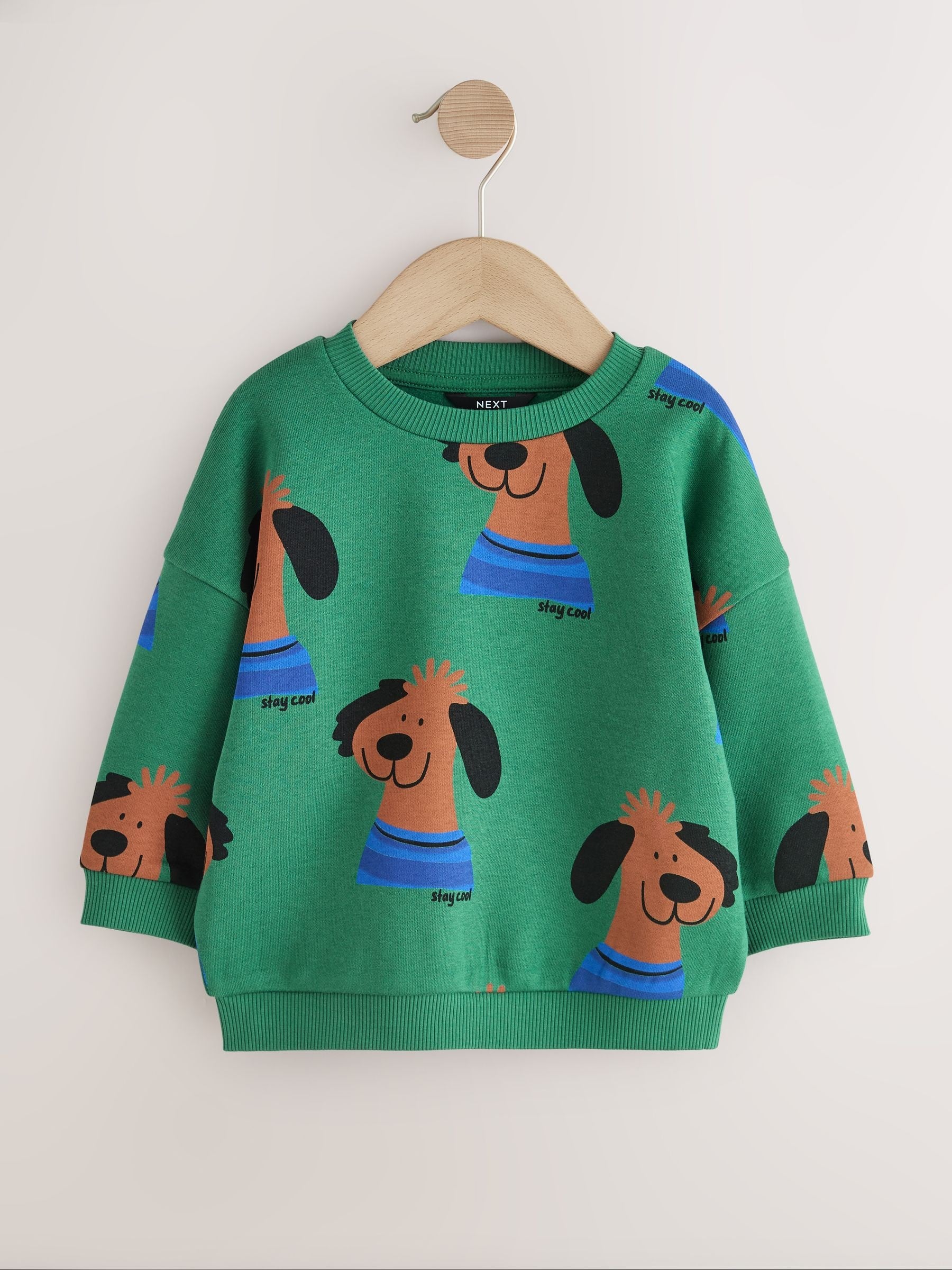 Dsiney Kidz - Green All Over Printed Crew Neck Sweat Top (3mths-7yrs) image 1