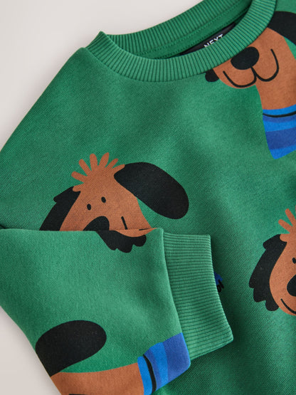 Dsiney Kidz - Green All Over Printed Crew Neck Sweat Top (3mths-7yrs) image 4