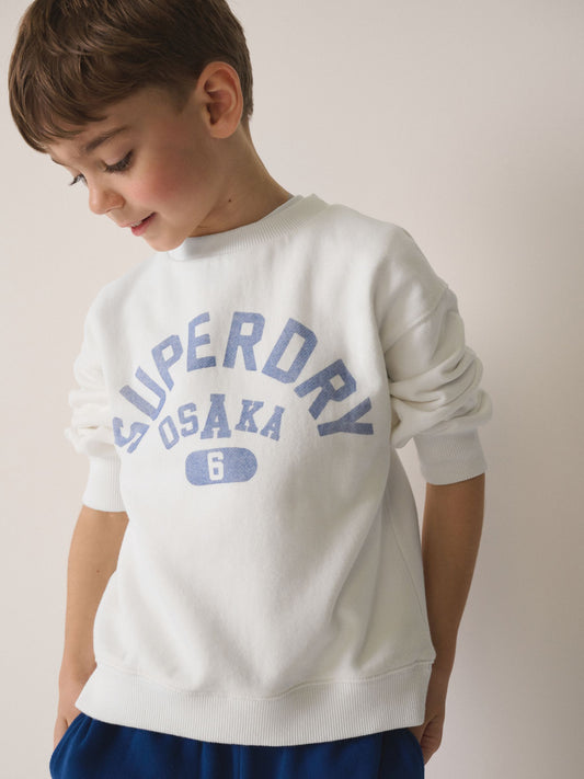 Superdry White/Blue Sweat Top and Shorts Set image 2