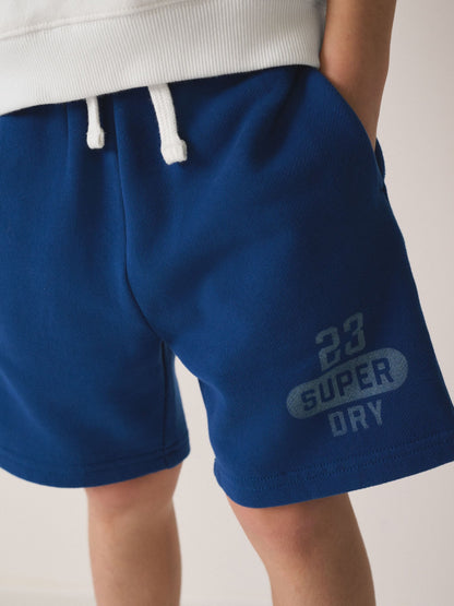 Superdry White/Blue Sweat Top and Shorts Set image 3