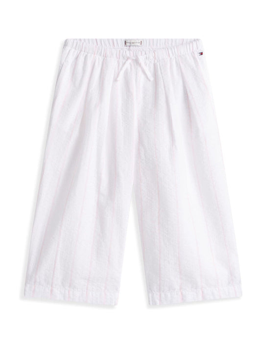 Tommy Hilfiger White Seersucker Drawstring Culottes image 1