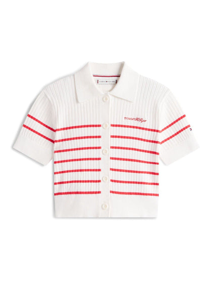 Tommy Hilfiger Red Logo Embroidery Short Sleeve Polo Cardigan - image 5