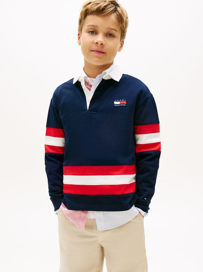 Dsiney Kidz - Tommy Hilfiger Blue Back Graphic Long Sleeve Polo Shirt image 1