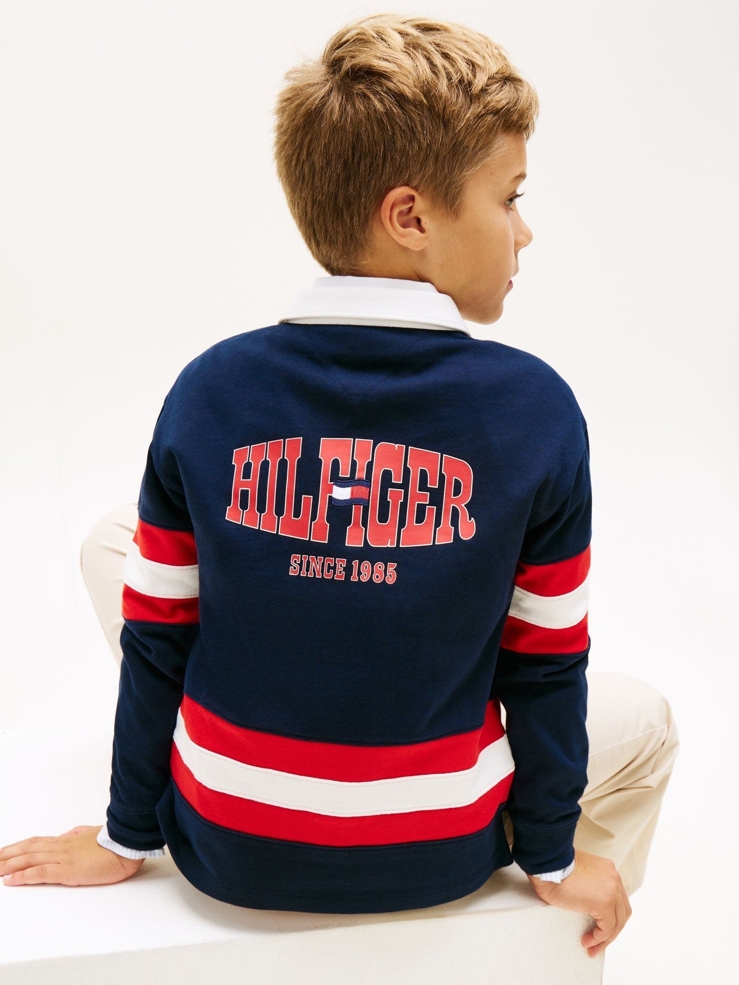 Dsiney Kidz - Tommy Hilfiger Blue Back Graphic Long Sleeve Polo Shirt image 4