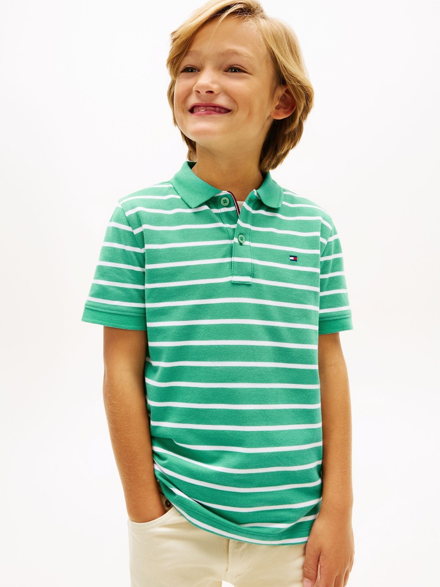 Dsiney Kidz - Tommy Hilfiger Green Essential Regular Fit Signature Polo Shirt image 1