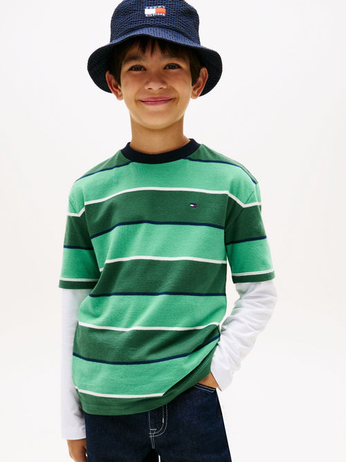 Tommy Hilfiger Green Rugby Stripe Peached Jersey T-Shirt image 1