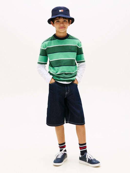 Tommy Hilfiger Green Rugby Stripe Peached Jersey T-Shirt image 2