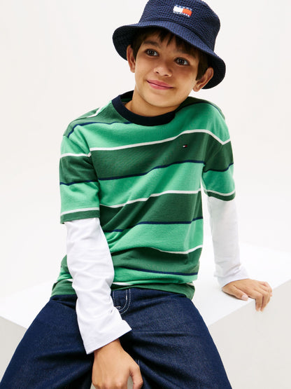 Tommy Hilfiger Green Rugby Stripe Peached Jersey T-Shirt image 4