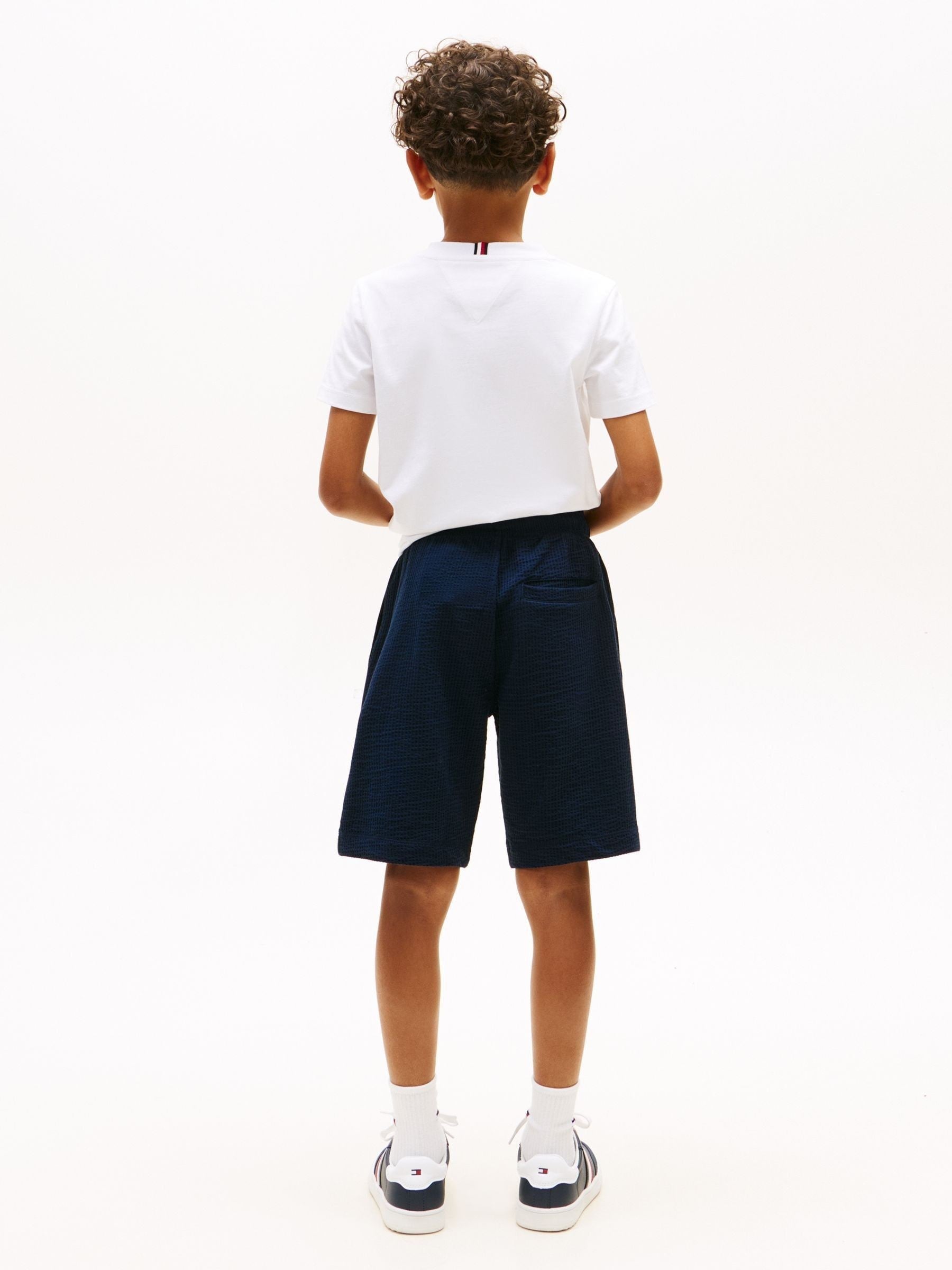 Dsiney Kidz - Tommy Hilfiger Blue Jersey Seersucker Sweat Shorts image 3