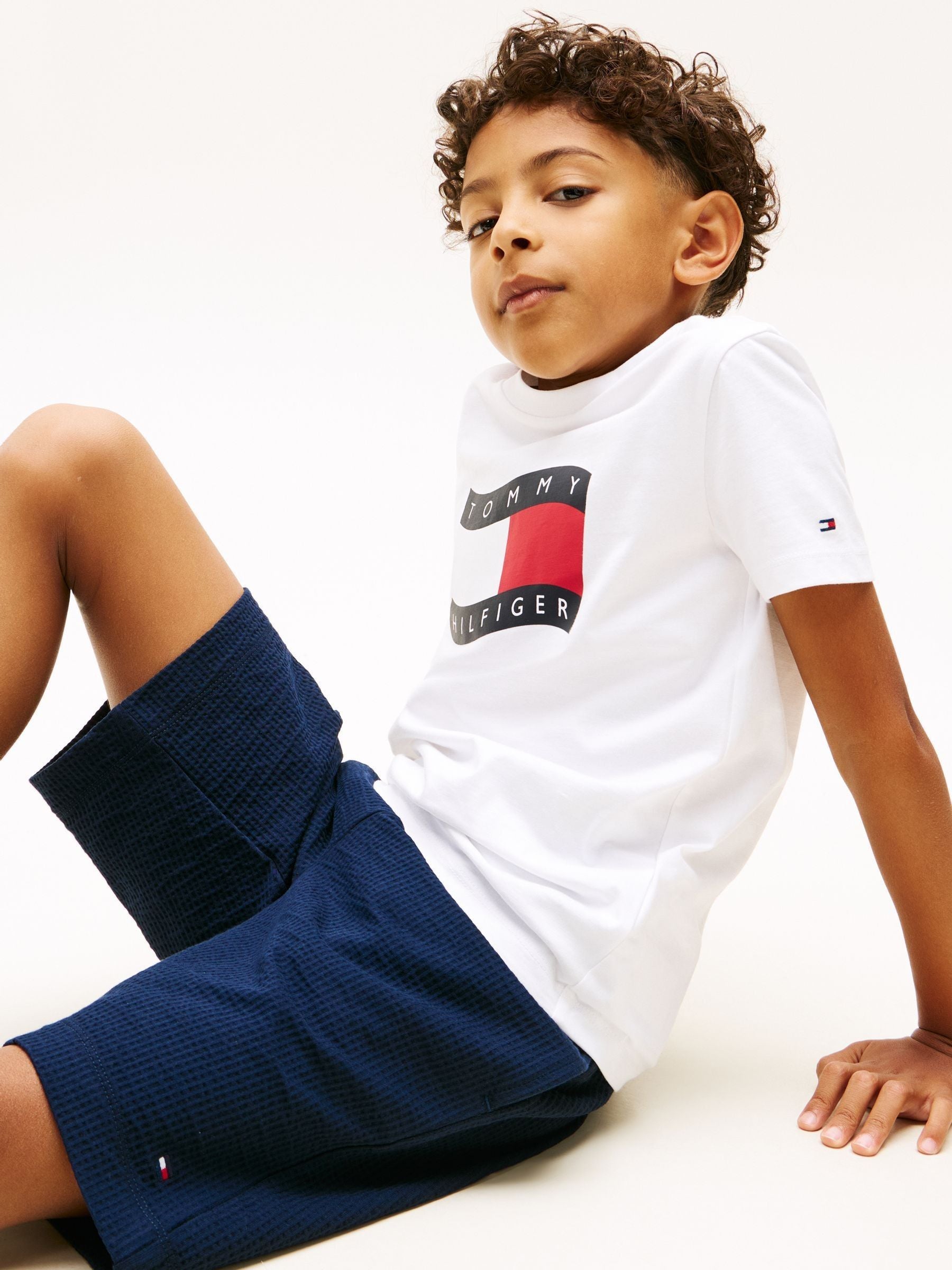 Dsiney Kidz - Tommy Hilfiger Blue Jersey Seersucker Sweat Shorts image 4