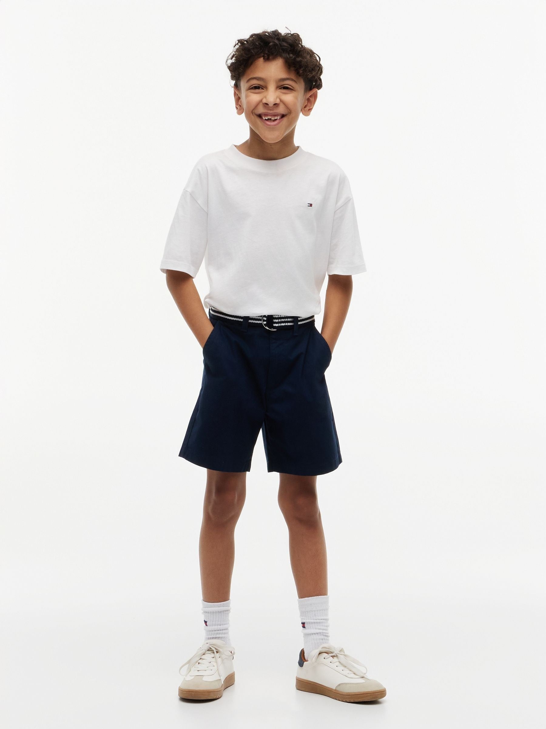 Tommy Hilfiger Blue Essential Signature Belt Loose Chino Shorts image 1