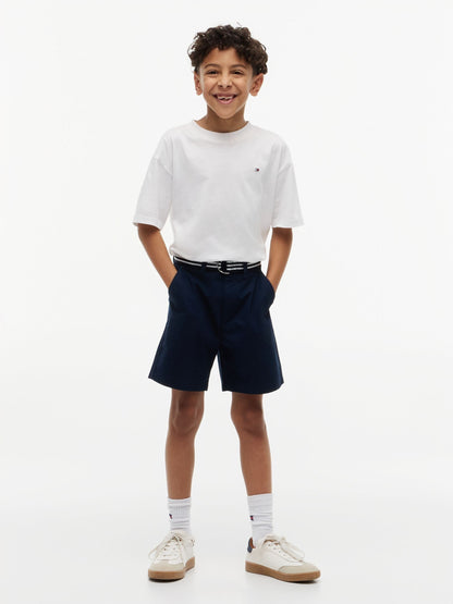 Tommy Hilfiger Blue Essential Signature Belt Loose Chino Shorts image 1