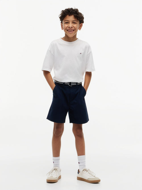 Tommy Hilfiger Blue Essential Signature Belt Loose Chino Shorts image 1