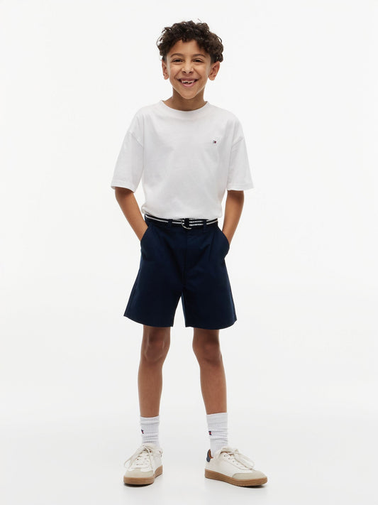 Tommy Hilfiger Blue Essential Signature Belt Loose Chino Shorts image 1