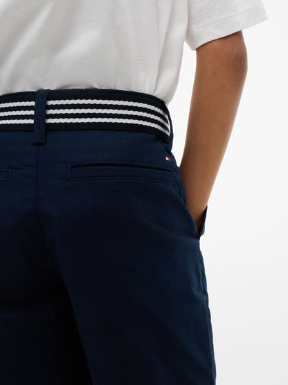 Tommy Hilfiger Blue Essential Signature Belt Loose Chino Shorts image 4