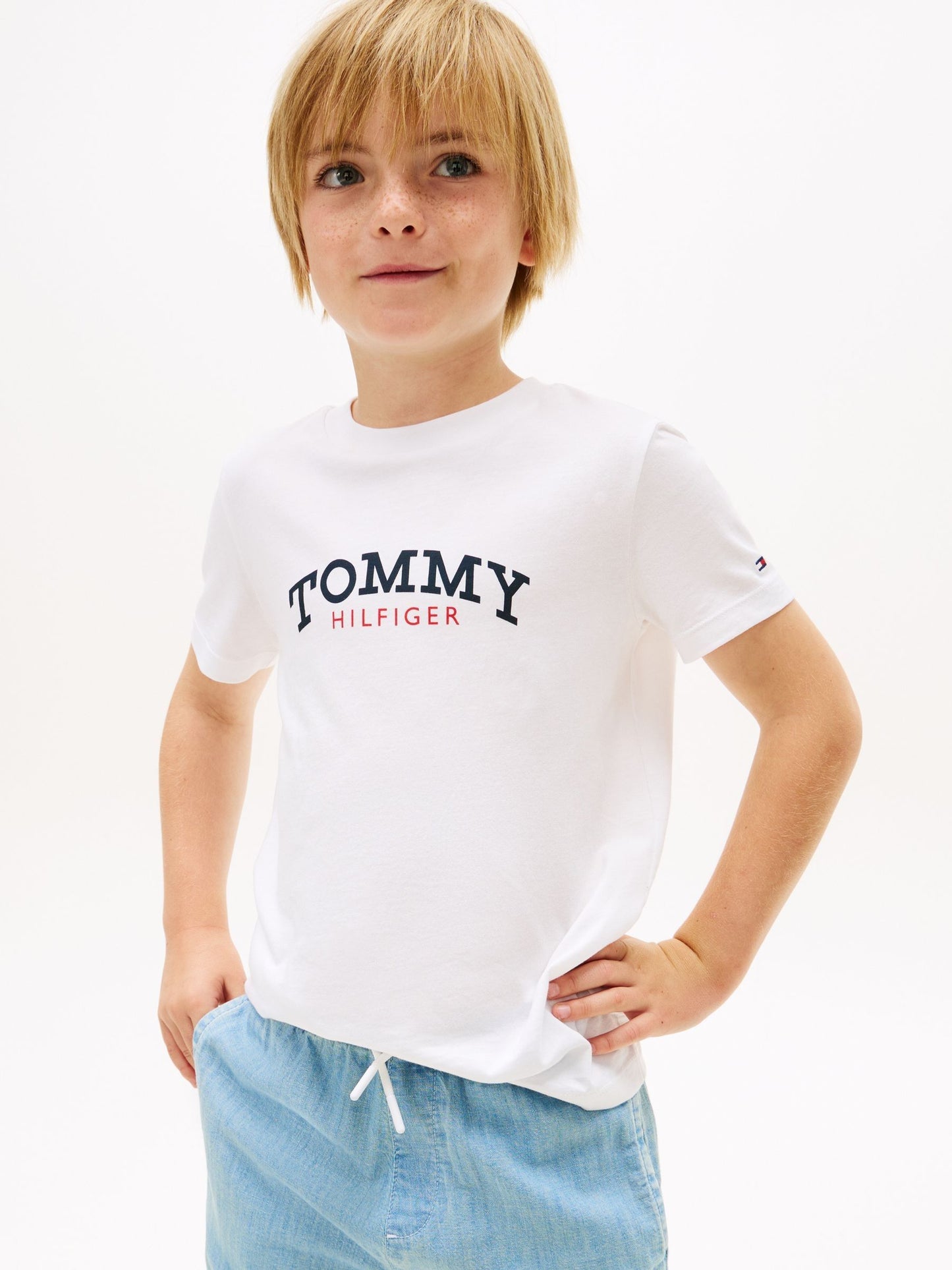 Tommy Hilfiger White Logo Crew Neck Jersey T-Shirt image 1