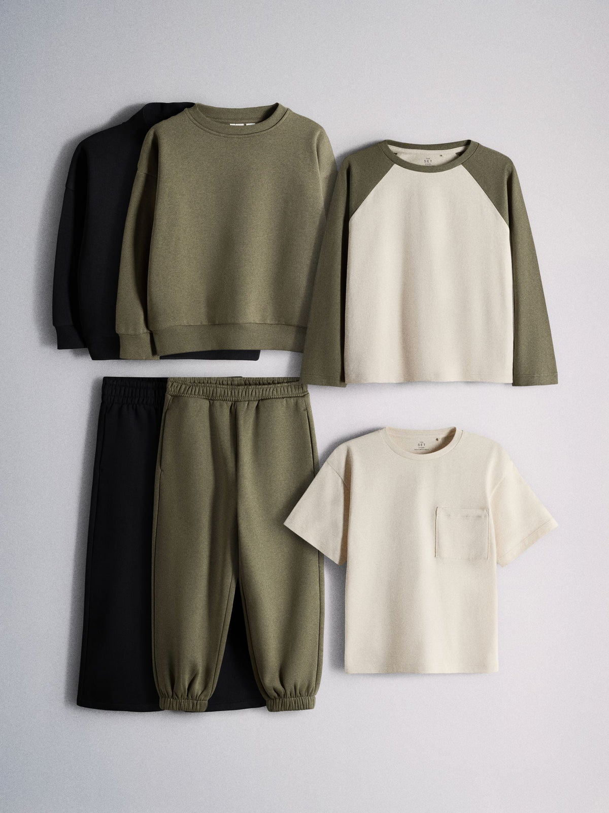 The Set 6 Peice Outfit Sweaters and T-Shirts Black/Green - image 1