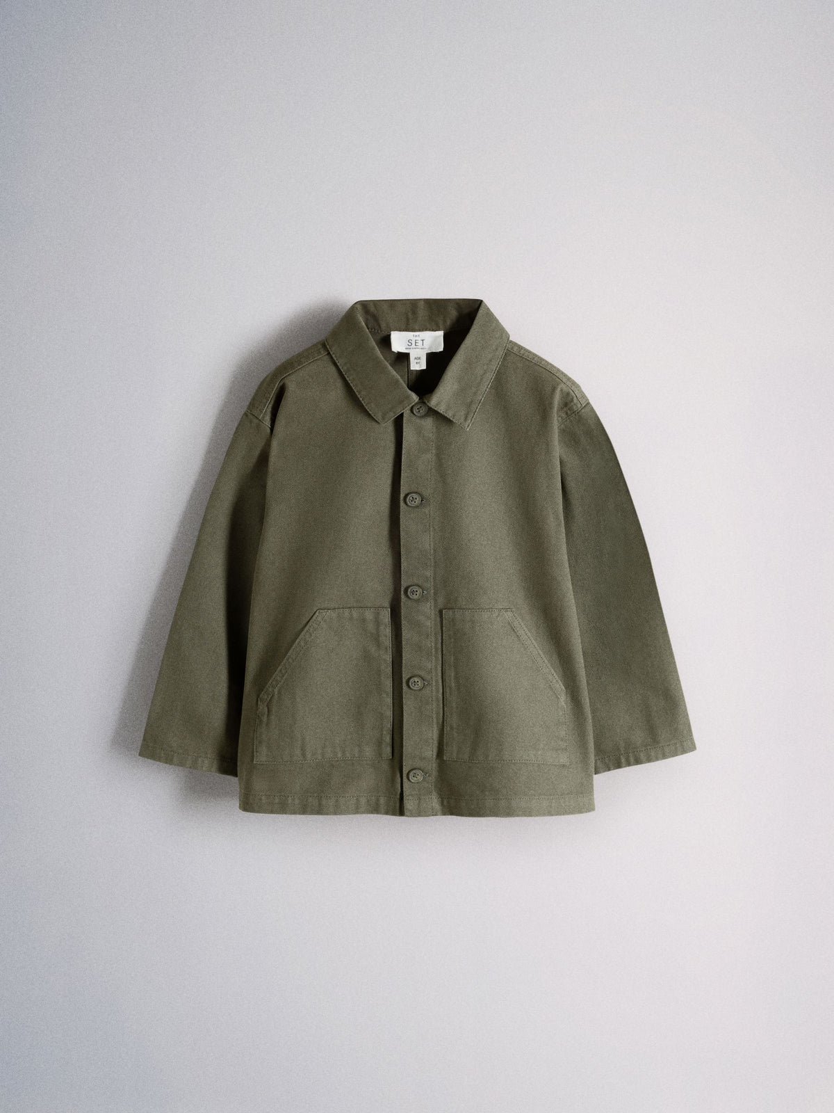 The Set 3 Piece Set Twill Shacket and Trousers with T-Shirt Green/Black - image 2