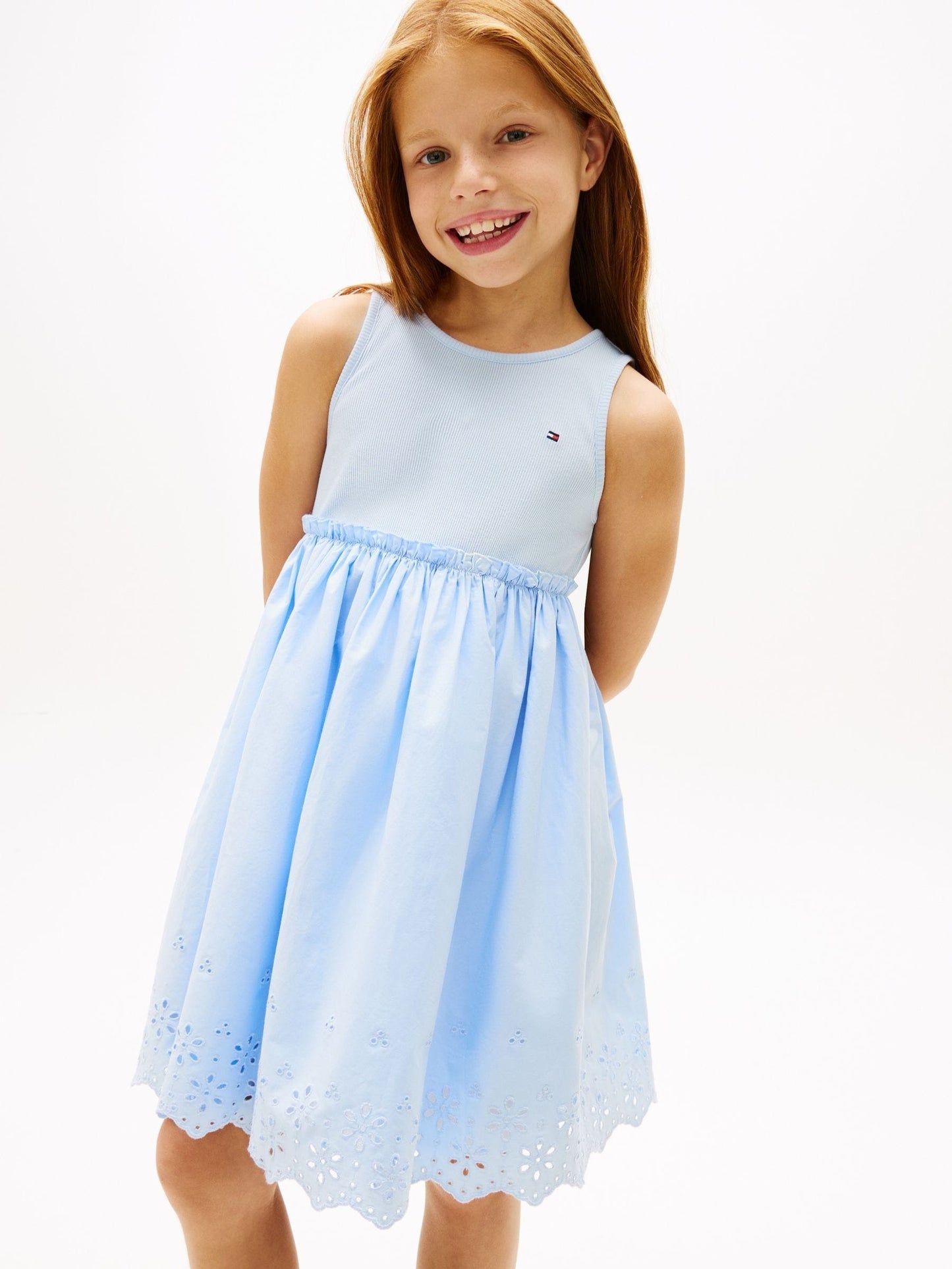 Tommy Hilfiger Light Blue Broderie Anglaise Sleeveless Dress image 1
