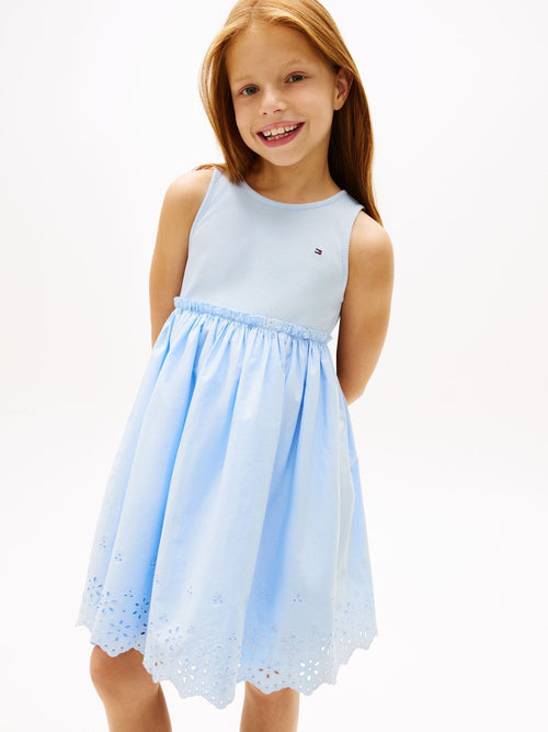 Tommy Hilfiger Light Blue Broderie Anglaise Sleeveless Dress image 1