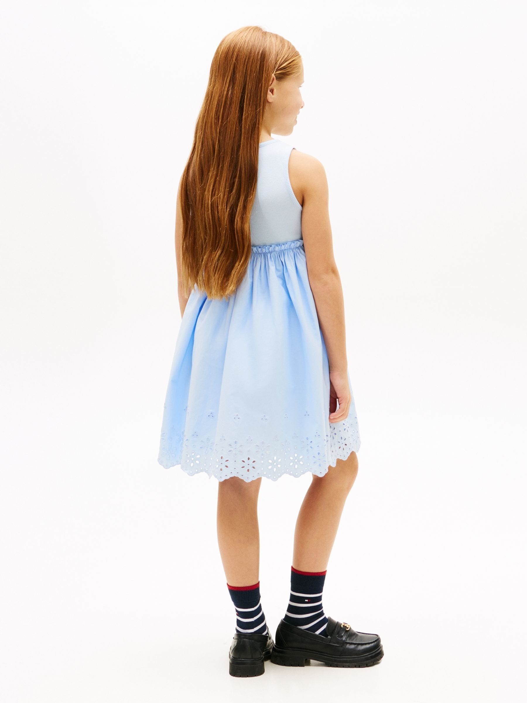 Tommy Hilfiger Light Blue Broderie Anglaise Sleeveless Dress image 2