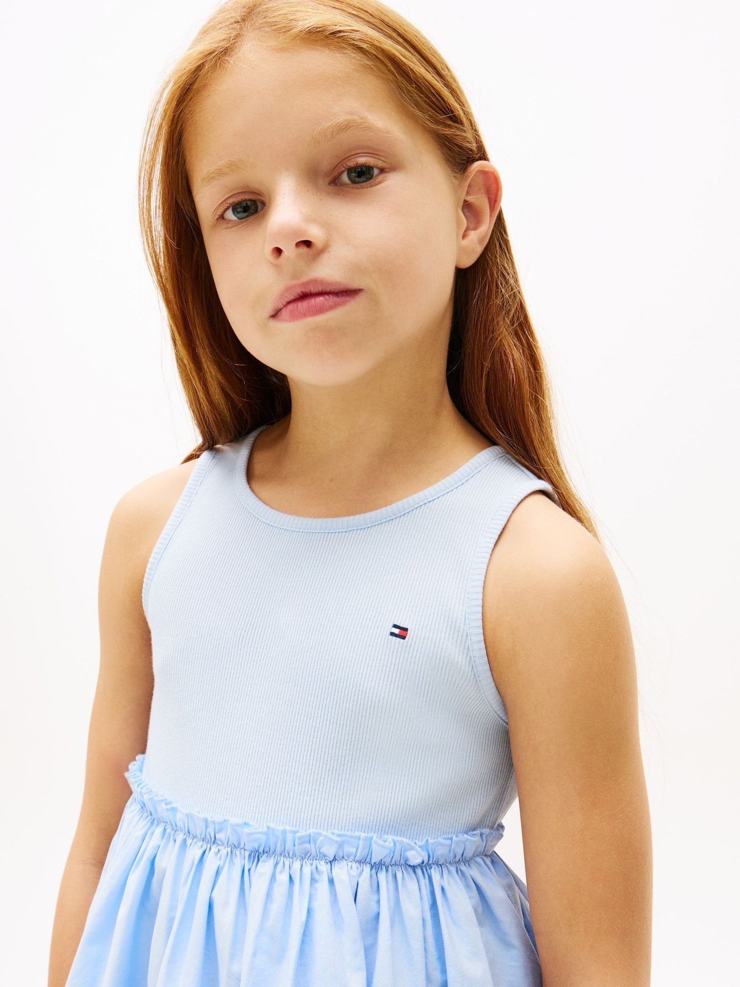 Tommy Hilfiger Light Blue Broderie Anglaise Sleeveless Dress image 4