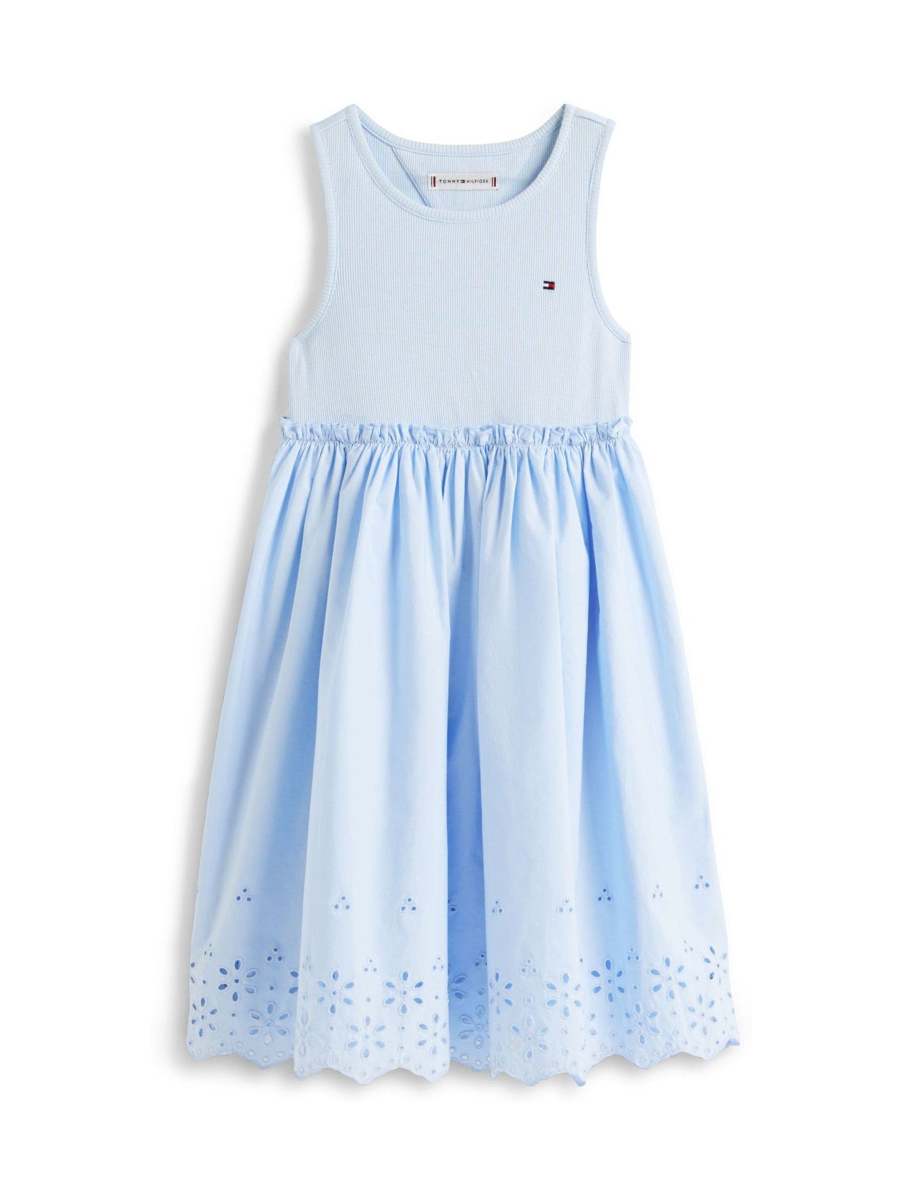 Tommy Hilfiger Light Blue Broderie Anglaise Sleeveless Dress image 5
