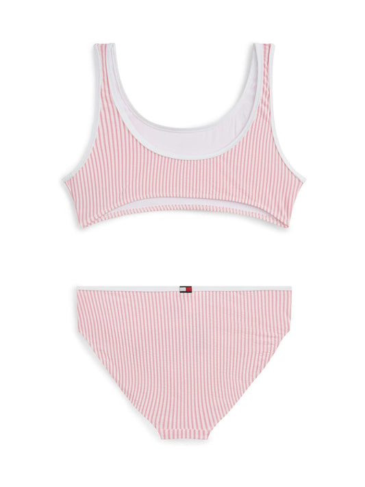 Tommy Hilfiger Pink Logo Embroidery Seersucker Bralette Bikini Set image 2