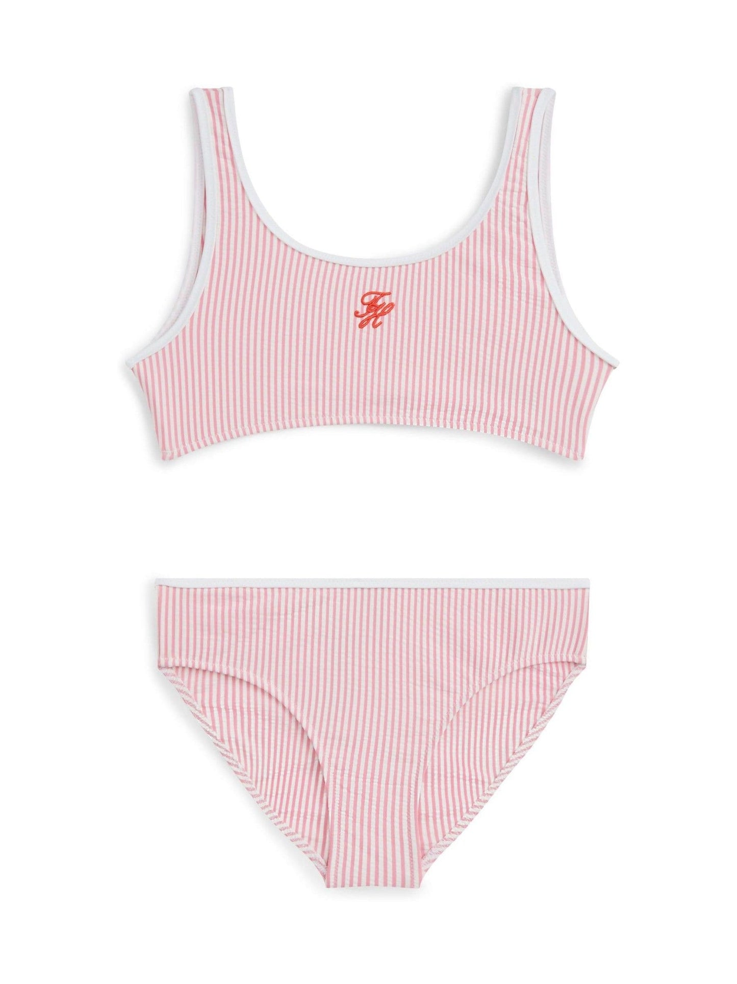 Tommy Hilfiger Pink Logo Embroidery Seersucker Bralette Bikini Set image 1
